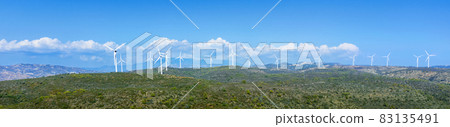 Oreites wind farm in Cyprus, wide landscape panorama Oreites wind farm in Cyprus, wide landscape panorama 83135491