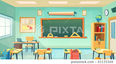 Empty school classroom in cartoon style. 83135508