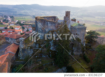 Aerial view of Chateau de Bouzols, France 83136137