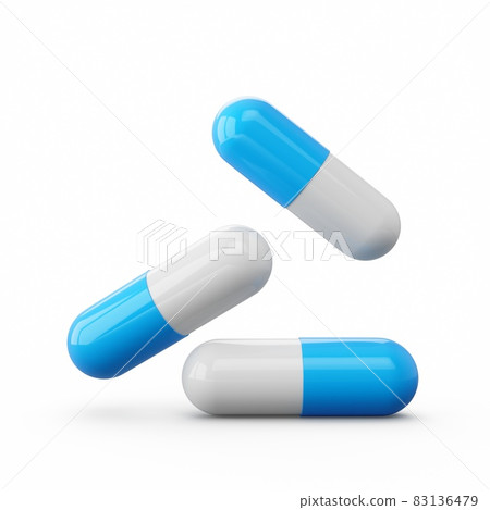3D rendering Capsule pills isolated on white background 3D rendering Capsule pills isolated on white background 83136479