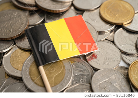 Stack of coins with germany flag on white background. flag on white background. 83136846