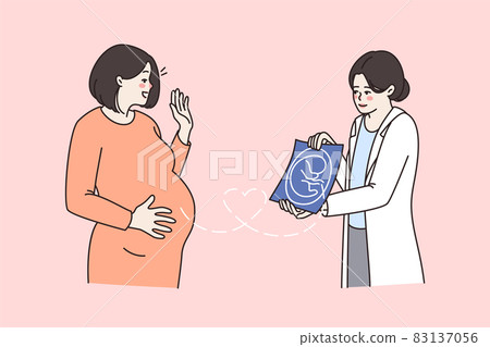 Doctor show baby ultrasound picture to future mom Doctor show baby ultrasound picture to future mom 83137056