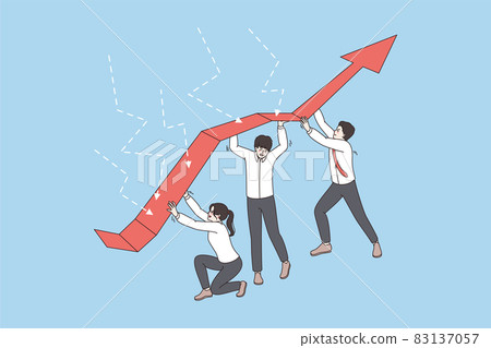 Diverse employee team show teamwork during company crisis Diverse employee team show teamwork during company crisis 83137057