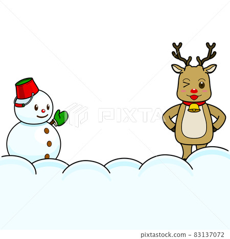 Christmas background material (with reindeer, snowman, outline) Christmas background material (with reindeer, snowman, outline) 83137072