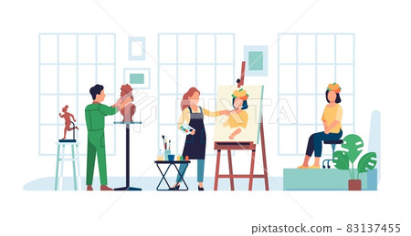 Artist workshop. Creative workspace. Art class.... - Stock Illustration ...
