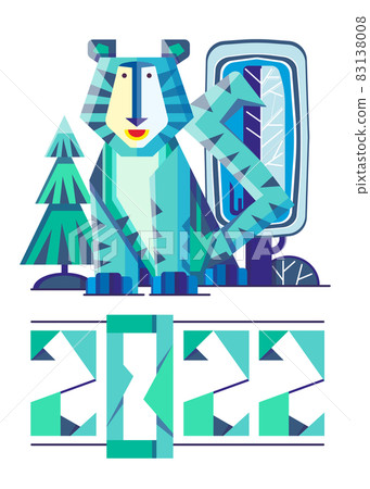 Cute Water-Tiger symbol of the 2022 year Chinese Lunar New year illustration in flat style Cute Water-Tiger symbol of the 2022 year Chinese Lunar New year illustration in flat style 83138008