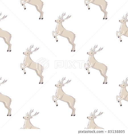 Elegant deer with floral wreath on a head and crossed arrows. Vector seamless pattern. Ethnic or Native American themed wallpaper Elegant deer with floral wreath on a head and crossed arrows. Vector seamless pattern. Ethnic or Native American themed wallpaper 83138805