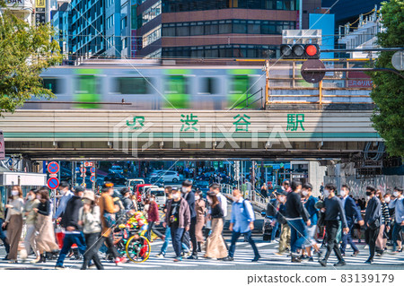 Tokyo cityscape of Japan In October, the declaration was lifted, but it is still a corona wreck. Shibuya continues to have a threatening explosion = October 18 83139179