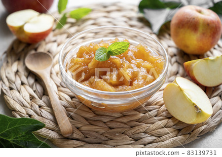 Apple jam. Homemade delicious fruit jam made from red fresh apples. 83139731