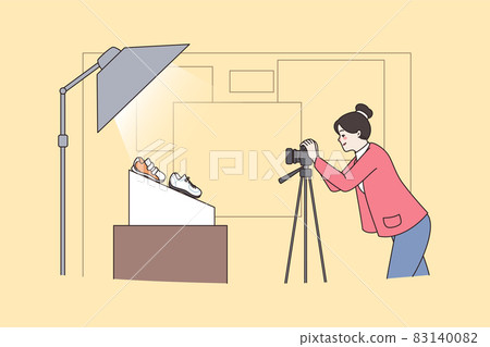 Woman photographer do commercial product shooting  83140082