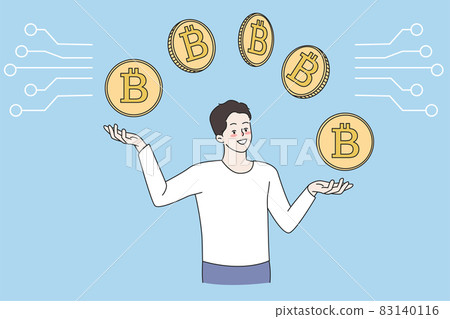 Man buy and sell cryptocurrency on market Man buy and sell cryptocurrency on market 83140116