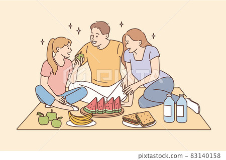 Having picnic and leisure time with family concept 83140158