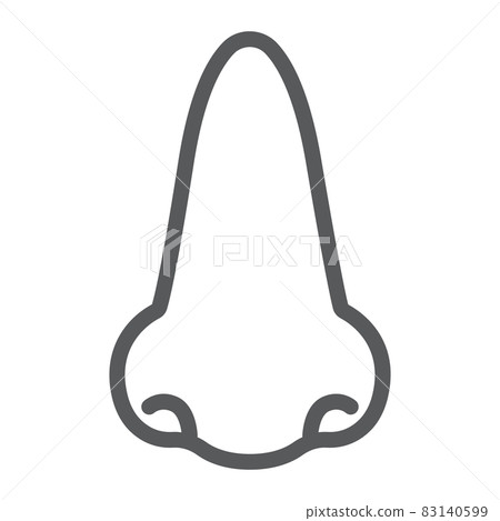 Nose line icon, anatomy and biology, rhinology sign, vector graphics, a linear pattern on a white background, eps 10. Nose line icon, anatomy and biology, rhinology sign, vector graphics, a linear pattern on a white background, eps 10. 83140599