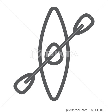 Kayak line icon, water and sport, river rafting sign, vector graphics, a linear pattern on a white background, eps 10. 83141019