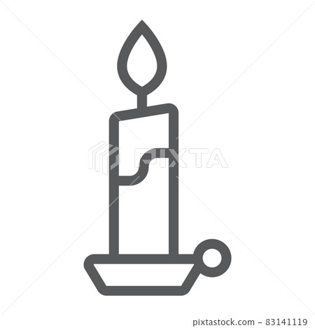 Candle line icon, flame and fire, candlelight sign, vector graphics, a linear pattern on a white background, eps 10. Candle line icon, flame and fire, candlelight sign, vector graphics, a linear pattern on a white background, eps 10. 83141119