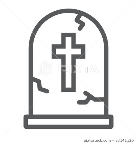 Tombstone line icon, halloween and death, grave sign, vector graphics, a linear pattern on a white background, eps 10. Tombstone line icon, halloween and death, grave sign, vector graphics, a linear pattern on a white background, eps 10. 83141120