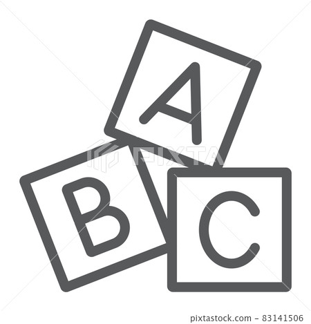 Alphabet cubes line icon, abc and toy, block sign, vector graphics, a linear pattern on a white background, eps 10. Alphabet cubes line icon, abc and toy, block sign, vector graphics, a linear pattern on a white background, eps 10. 83141506