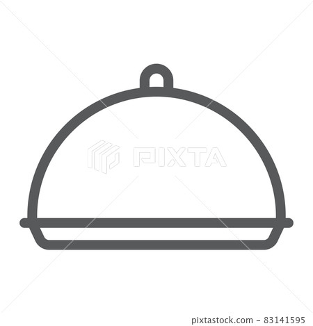 Tray line icon, cover and dish, platter sign, vector graphics, a linear pattern on a white background, eps 10. 83141595