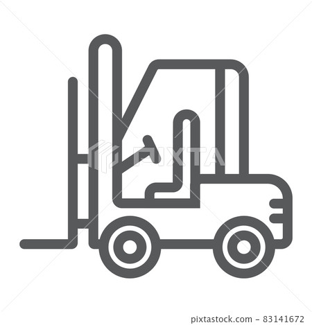 Forklift line icon, automobile and cargo, truck sign, vector graphics, a linear pattern on a white background, eps 10. Forklift line icon, automobile and cargo, truck sign, vector graphics, a linear pattern on a white background, eps 10. 83141672