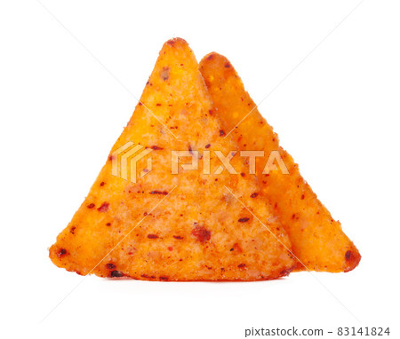 Nachos corn chips isolated on white background 83141824