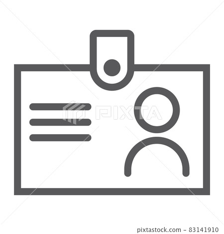Id badge line icon, identification and card, identity sign, vector graphics, a linear pattern on a white background, eps 10. Id badge line icon, identification and card, identity sign, vector graphics, a linear pattern on a white background, eps 10. 83141910
