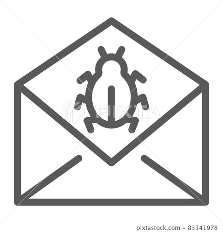 Mail virus attack line icon, message and security, email sign, vector graphics, a linear pattern on a white background, eps 10. Mail virus attack line icon, message and security, email sign, vector graphics, a linear pattern on a white background, eps 10. 83141978
