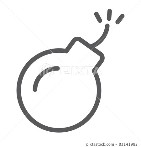 Bomb line icon, danger and weapon, explosion sign, vector graphics, a linear pattern on a white background, eps 10. Bomb line icon, danger and weapon, explosion sign, vector graphics, a linear pattern on a white background, eps 10. 83141982