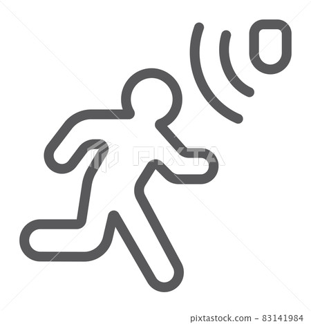 Motion detection line icon, security and detector, walking man sign, vector graphics, a linear pattern on a white background, eps 10. Motion detection line icon, security and detector, walking man sign, vector graphics, a linear pattern on a white background, eps 10. 83141984