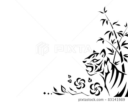 老虎的五元素_以木材為靈感的部落風格框架_老虎 83141989