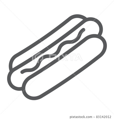 Hot dog line icon, food and meat, fast food sign, vector graphics, a linear pattern on a white background, eps 10. Hot dog line icon, food and meat, fast food sign, vector graphics, a linear pattern on a white background, eps 10. 83142012