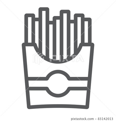 French fries line icon, snack and food, potato sign, vector graphics, a linear pattern on a white background, eps 10. French fries line icon, snack and food, potato sign, vector graphics, a linear pattern on a white background, eps 10. 83142013