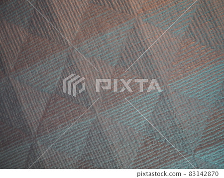 Geometric abstract background from triangles, squares and lines. Three-dimensional bulge. The volume and flex of the diagonally positioned foam material. Green, gray, orange and pink shades 83142870