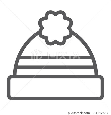 Winter hat line icon, clothing and warm, cap sign, vector graphics, a linear pattern on a white background, eps 10. Winter hat line icon, clothing and warm, cap sign, vector graphics, a linear pattern on a white background, eps 10. 83142887