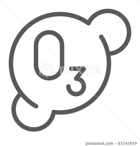 Ozonation line icon, formula and ozone, molecule sign, vector graphics, a linear pattern on a white background, eps 10. 83142939