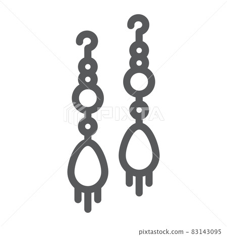 Earring pair line icon, jewellery and accessory, long earrings sign, vector graphics, a linear pattern on a white background, eps 10. 83143095