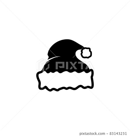 Santa Hat, Christmas Cap, Xmas Beanie. Flat Vector Icon illustration. Simple black symbol on white background. Santa Hat, Christmas Cap, Xmas Beanie sign design template for web and mobile UI element. 83143231