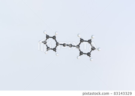 Molecule of diphenylacetylene, isolated molecular model. 3D rendering 83143329