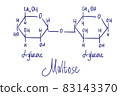 Maltose chemical structure. Vector illustration Hand drawn 83143370