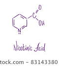 Nicotinic acid chemical structure. Vector illustration Hand drawn 83143380
