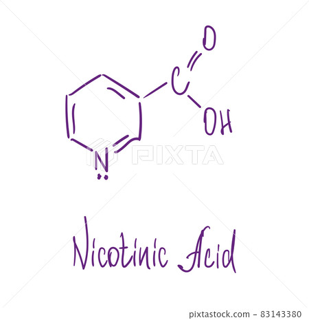 Nicotinic acid chemical structure. Vector illustration Hand drawn 83143380