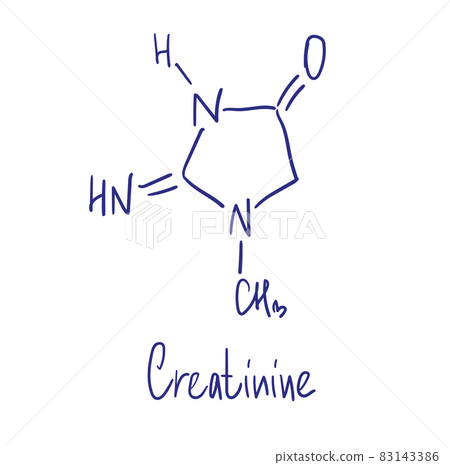 Creatinine chemical structure. Vector illustration Hand drawn. 83143386