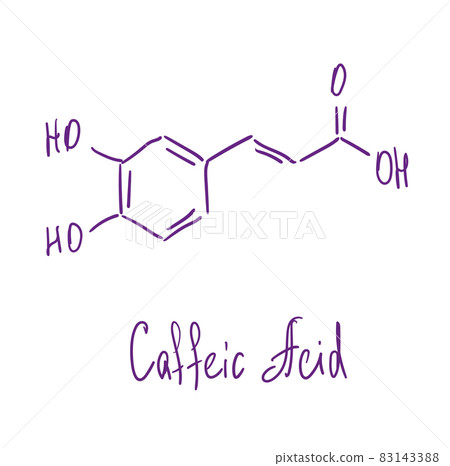 Caffeic acid chemical structure. Vector illustration Hand drawn. 83143388