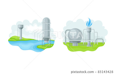 Gas industry production, water tower tank vector illustration Gas industry production, water tower tank vector illustration 83143428