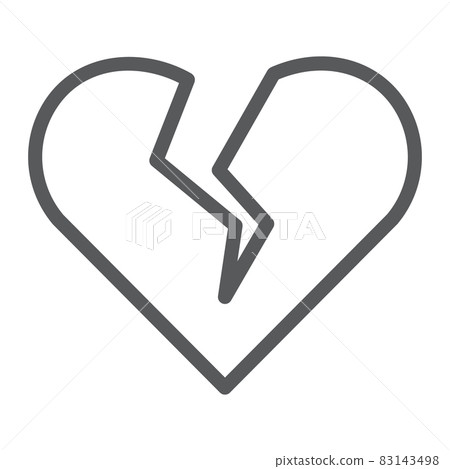 Broken heart line icon, valentine and relationship, sad love sign, vector graphics, a linear pattern on a white background, eps 10. 83143498