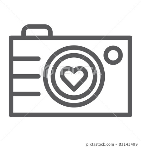 Camera line icon, photography and love, love photo sign, vector graphics, a linear pattern on a white background, eps 10. Camera line icon, photography and love, love photo sign, vector graphics, a linear pattern on a white background, eps 10. 83143499