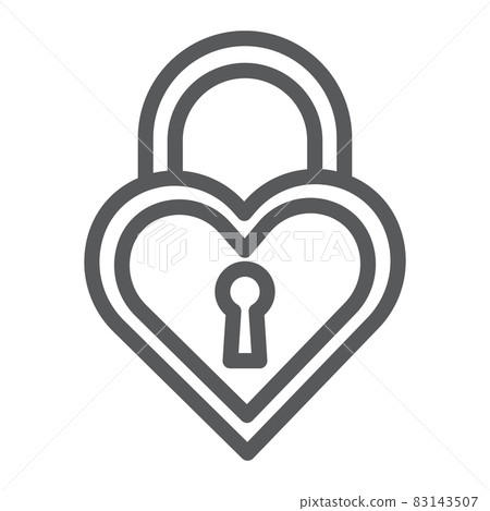 Heart shaped lock line icon, love and locker,... - Stock Illustration ...