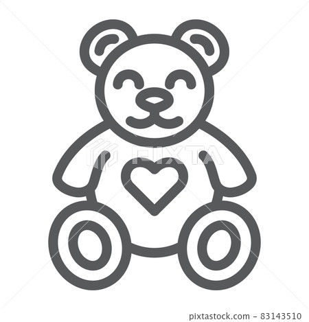 Teddy bear line icon, animal and child, plush toy sign, vector graphics, a linear pattern on a white background, eps 10. Teddy bear line icon, animal and child, plush toy sign, vector graphics, a linear pattern on a white background, eps 10. 83143510