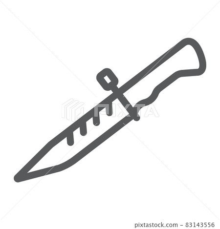 Bayonet knife line icon, weapon and army, combat knife sign, vector graphics, a linear pattern on a white background, eps 10. 83143556