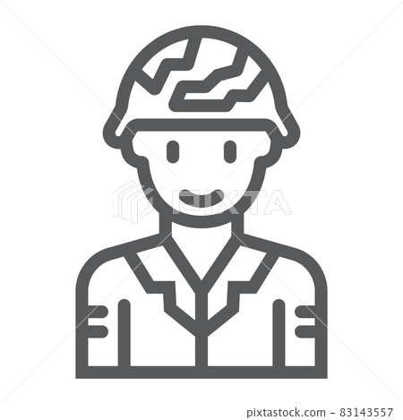 Soldier line icon, military and army, warrior sign, vector graphics, a linear pattern on a white background, eps 10. 83143557
