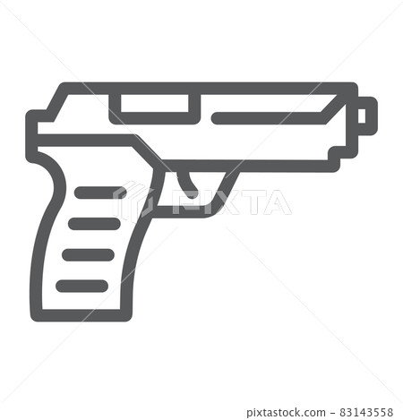 Pistol gun line icon, weapon and army, handgun sign, vector graphics, a linear pattern on a white background, eps 10. 83143558
